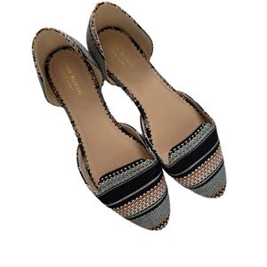 Isaac Mizrahi NY Flats 10 Geometric Stripe Pointed Toe Slip-On Ballet‎ Shoes